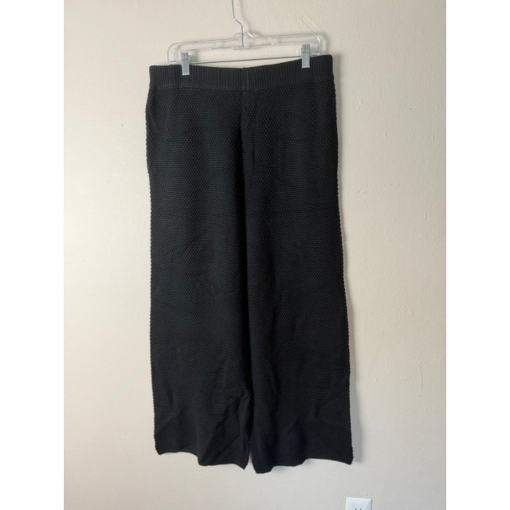 Chic Soul Black Knit 2 Piece Lounge Set Henley Sweater Wide Leg Pants Plus 1X - Picture 4 of 5